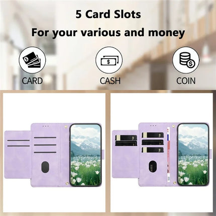 Leather Case for iPhone SE (2022) / SE (2020) / 8 / 7 / 6s / 6 Tulip Phone Cover with 5 Card Slots Wallet