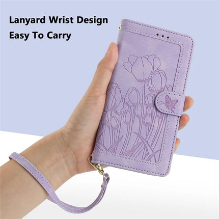 Leather Case for iPhone SE (2022) / SE (2020) / 8 / 7 / 6s / 6 Tulip Phone Cover with 5 Card Slots Wallet