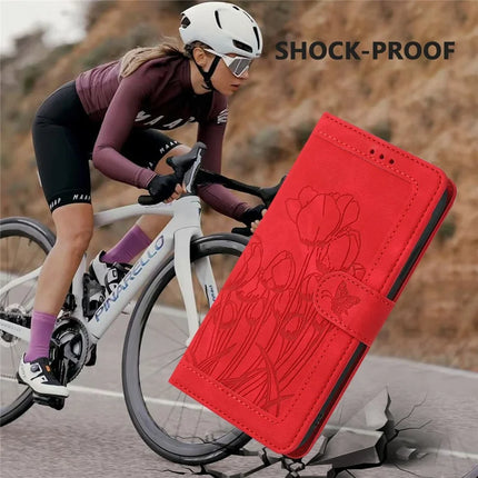 Leather Case for iPhone SE (2022) / SE (2020) / 8 / 7 / 6s / 6 Tulip Phone Cover with 5 Card Slots Wallet