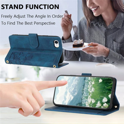 Leather Case for iPhone SE (2022) / SE (2020) / 8 / 7 / 6s / 6 Tulip Phone Cover with 5 Card Slots Wallet