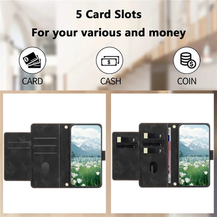 Leather Case for iPhone SE (2022) / SE (2020) / 8 / 7 / 6s / 6 Tulip Phone Cover with 5 Card Slots Wallet