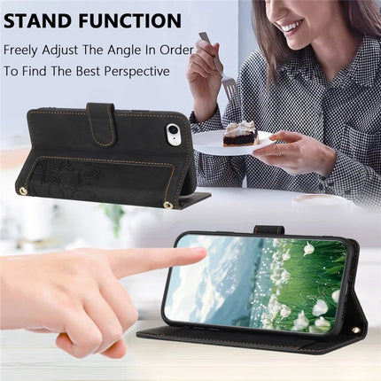 Leather Case for iPhone SE (2022) / SE (2020) / 8 / 7 / 6s / 6 Tulip Phone Cover with 5 Card Slots Wallet