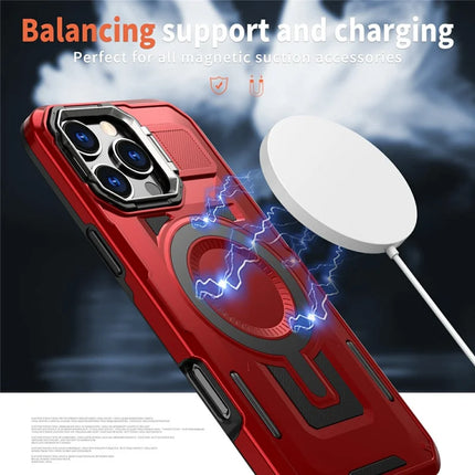 For iPhone 16 Pro Max Case Compatible with MagSafe Lens Frame Kickstand PC+TPU Back Cover