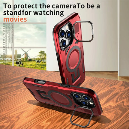For iPhone 16 Pro Max Case Compatible with MagSafe Lens Frame Kickstand PC+TPU Back Cover