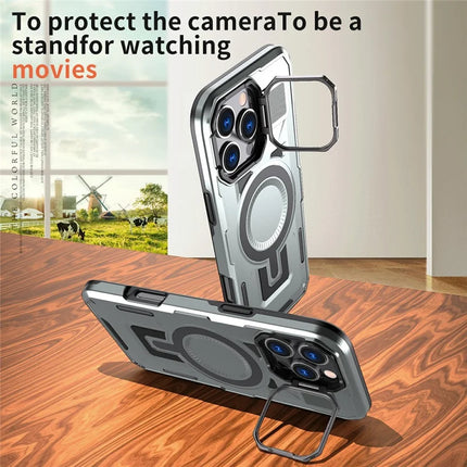 For iPhone 16 Pro Max Case Compatible with MagSafe Lens Frame Kickstand PC+TPU Back Cover