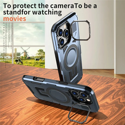 For iPhone 16 Pro Max Case Compatible with MagSafe Lens Frame Kickstand PC+TPU Back Cover