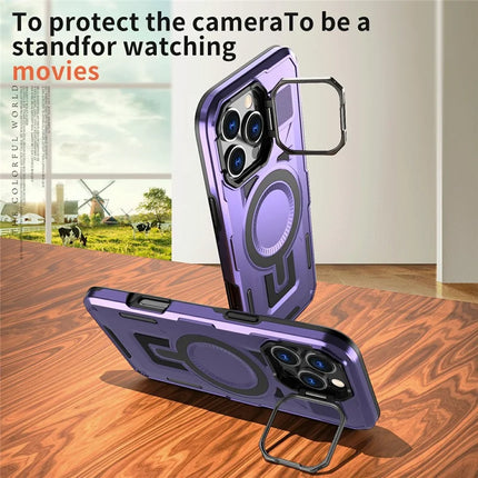 For iPhone 16 Pro Max Case Compatible with MagSafe Lens Frame Kickstand PC+TPU Back Cover