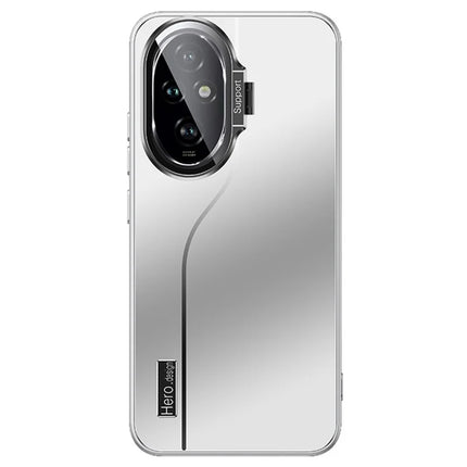 For Honor 200 Pro 5G Case with Lens Frame Kickstand TPU+PC Dropproof Phone Cover - Silver