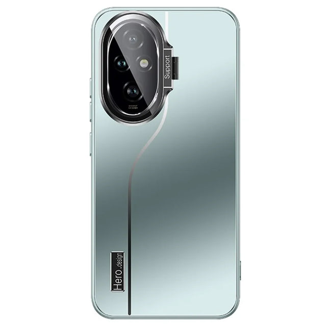 For Honor 200 Pro 5G Case with Lens Frame Kickstand TPU+PC Dropproof Phone Cover - Cyan