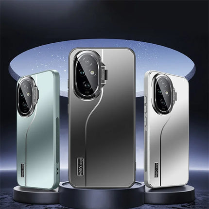 For Honor 200 Pro 5G Case with Lens Frame Kickstand TPU+PC Dropproof Phone Cover
