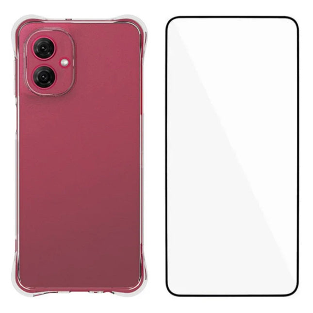 WANLONFENG WL Series for Motorola Moto G55 5G TPU Case 2.0mm Phone Cover with Tempered Glass Film
