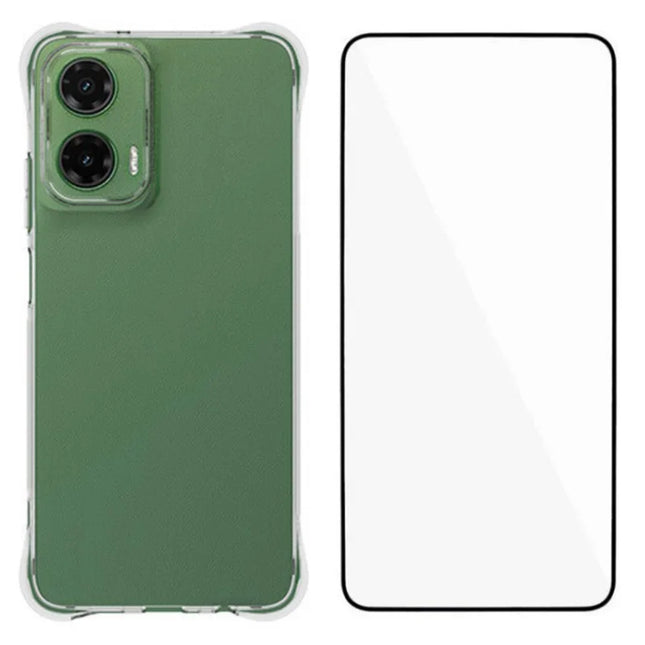 WANLONFENG WL Series for Motorola Moto G35 5G TPU Case 2.0mm Phone Cover with Tempered Glass Film