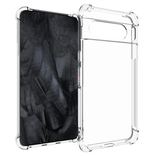 WANLONFENG WL Series for Google Pixel 8 Pro Case 2.0mm Clear TPU Cover with Tempered Glass Film (Big Lens Hole)