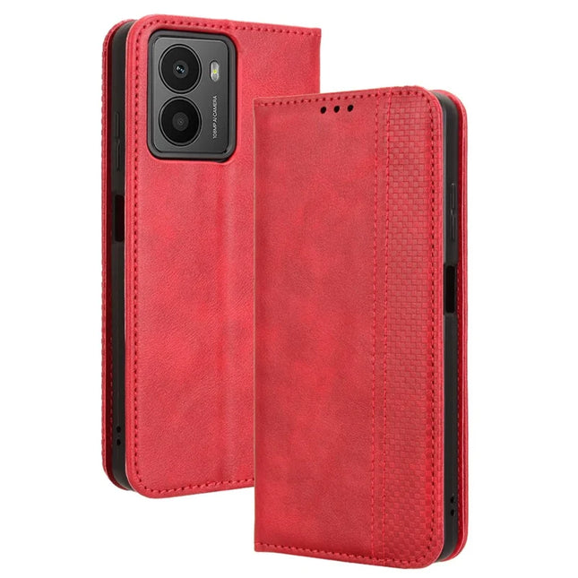 For HMD Fusion 5G Leather Case Wallet Stand Retro Texture Phone Cover - Red