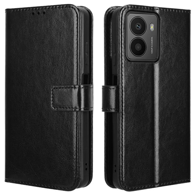 For HMD Fusion 5G Case Crazy Horse Texture PU Leather Phone Wallet Cover - Black