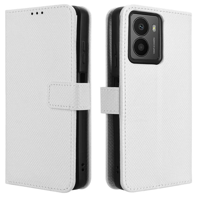 For HMD Fusion 5G Case PU Leather Diamond Texture Wallet Phone Cover - White