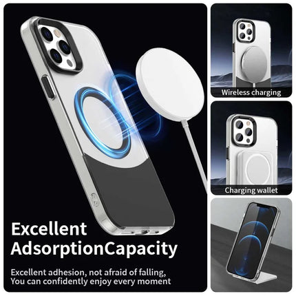 For iPhone 13 Pro Max Case Compatible with MagSafe Color Splicing IMD TPU+PET+PC Mobile Cover