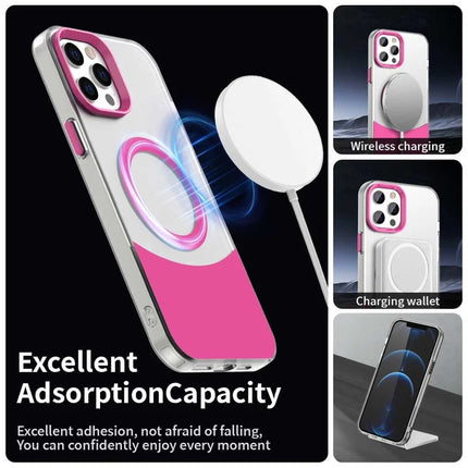For iPhone 13 Pro Max Case Compatible with MagSafe Color Splicing IMD TPU+PET+PC Mobile Cover
