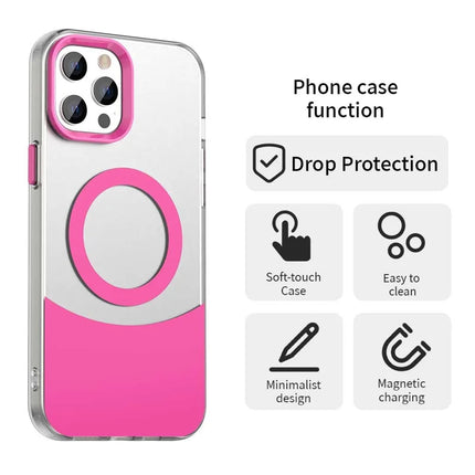 For iPhone 13 Pro Max Case Compatible with MagSafe Color Splicing IMD TPU+PET+PC Mobile Cover