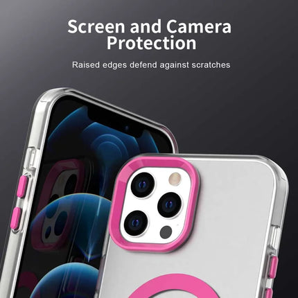 For iPhone 13 Pro Max Case Compatible with MagSafe Color Splicing IMD TPU+PET+PC Mobile Cover