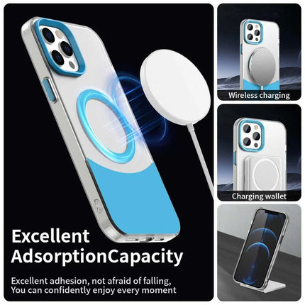 For iPhone 13 Pro Max Case Compatible with MagSafe Color Splicing IMD TPU+PET+PC Mobile Cover