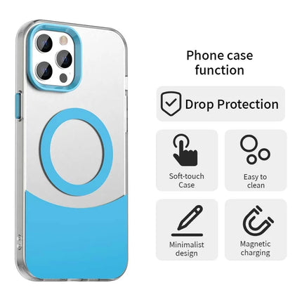 For iPhone 13 Pro Max Case Compatible with MagSafe Color Splicing IMD TPU+PET+PC Mobile Cover