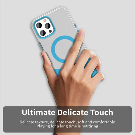 For iPhone 13 Pro Max Case Compatible with MagSafe Color Splicing IMD TPU+PET+PC Mobile Cover