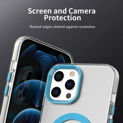 For iPhone 13 Pro Max Case Compatible with MagSafe Color Splicing IMD TPU+PET+PC Mobile Cover