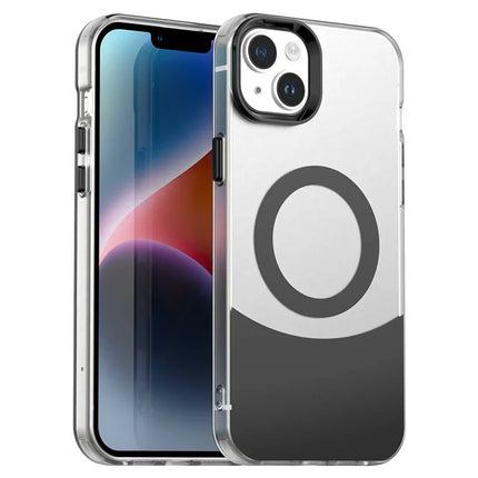 For iPhone 14 / 13 Case Compatible with MagSafe Color Splicing IMD TPU+PET+PC Mobile Cover - Black