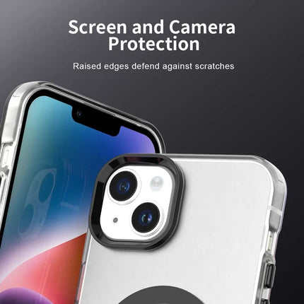 For iPhone 14 / 13 Case Compatible with MagSafe Color Splicing IMD TPU+PET+PC Mobile Cover
