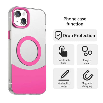 For iPhone 14 / 13 Case Compatible with MagSafe Color Splicing IMD TPU+PET+PC Mobile Cover