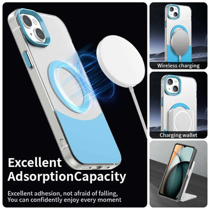 For iPhone 14 / 13 Case Compatible with MagSafe Color Splicing IMD TPU+PET+PC Mobile Cover