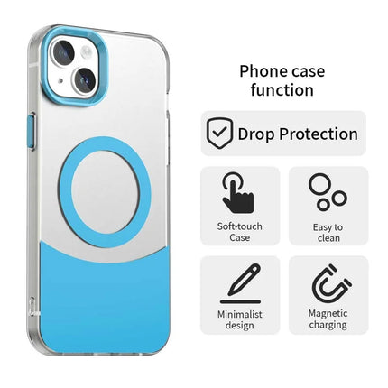 For iPhone 14 / 13 Case Compatible with MagSafe Color Splicing IMD TPU+PET+PC Mobile Cover