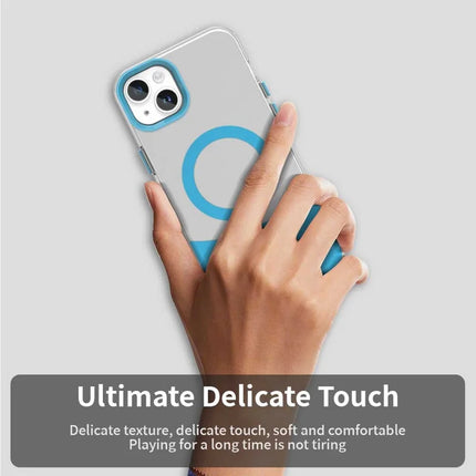 For iPhone 14 / 13 Case Compatible with MagSafe Color Splicing IMD TPU+PET+PC Mobile Cover