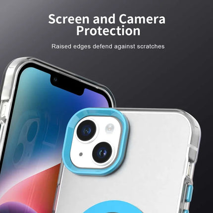 For iPhone 14 / 13 Case Compatible with MagSafe Color Splicing IMD TPU+PET+PC Mobile Cover