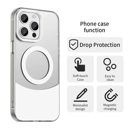 For iPhone 15 Pro Max Case Compatible with MagSafe Color Splicing IMD TPU+PET+PC Mobile Cover