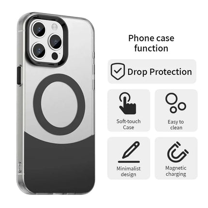 For iPhone 15 Pro Max Case Compatible with MagSafe Color Splicing IMD TPU+PET+PC Mobile Cover
