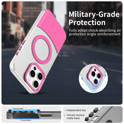 For iPhone 15 Pro Max Case Compatible with MagSafe Color Splicing IMD TPU+PET+PC Mobile Cover