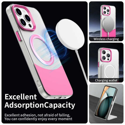 For iPhone 15 Pro Max Case Compatible with MagSafe Color Splicing IMD TPU+PET+PC Mobile Cover