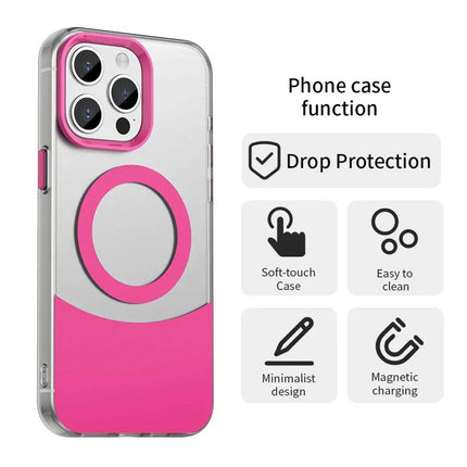 For iPhone 15 Pro Max Case Compatible with MagSafe Color Splicing IMD TPU+PET+PC Mobile Cover