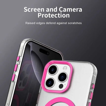 For iPhone 15 Pro Max Case Compatible with MagSafe Color Splicing IMD TPU+PET+PC Mobile Cover