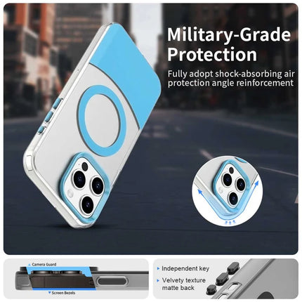 For iPhone 15 Pro Max Case Compatible with MagSafe Color Splicing IMD TPU+PET+PC Mobile Cover