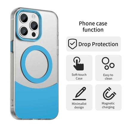 For iPhone 15 Pro Max Case Compatible with MagSafe Color Splicing IMD TPU+PET+PC Mobile Cover