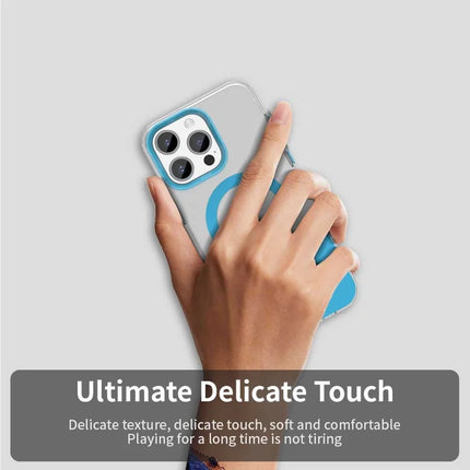 For iPhone 15 Pro Max Case Compatible with MagSafe Color Splicing IMD TPU+PET+PC Mobile Cover