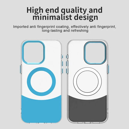 For iPhone 15 Pro Max Case Compatible with MagSafe Color Splicing IMD TPU+PET+PC Mobile Cover
