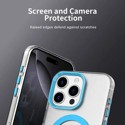 For iPhone 15 Pro Max Case Compatible with MagSafe Color Splicing IMD TPU+PET+PC Mobile Cover