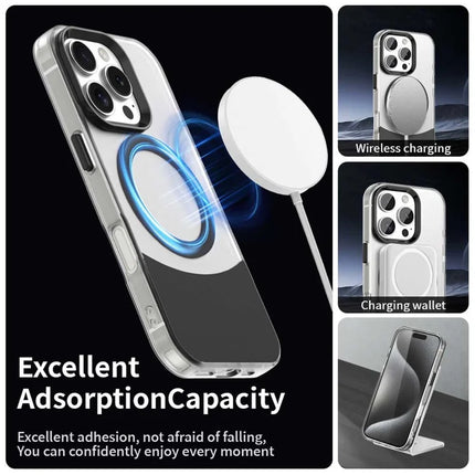 For iPhone 16 Pro Max Case Compatible with MagSafe Color Splicing IMD TPU+PET+PC Mobile Cover