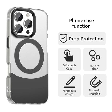 For iPhone 16 Pro Max Case Compatible with MagSafe Color Splicing IMD TPU+PET+PC Mobile Cover