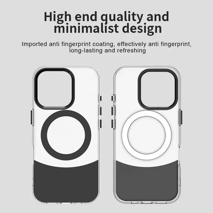 For iPhone 16 Pro Max Case Compatible with MagSafe Color Splicing IMD TPU+PET+PC Mobile Cover