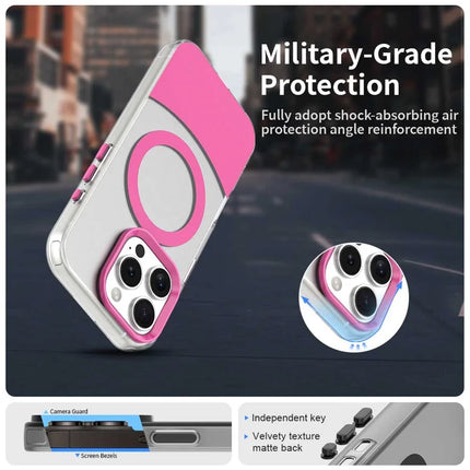 For iPhone 16 Pro Max Case Compatible with MagSafe Color Splicing IMD TPU+PET+PC Mobile Cover